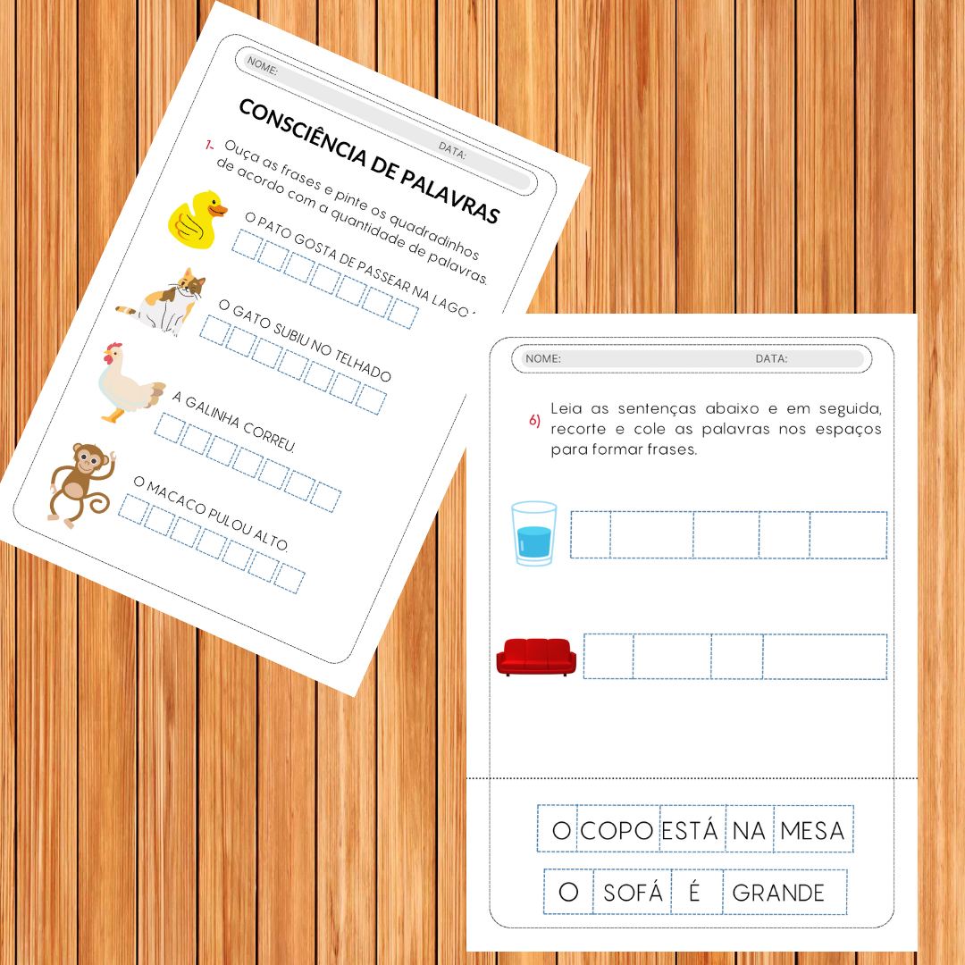 CONSCIÊNCIA DE PALAVRAS – ATIVIDADES INTERATIVAS COM FRASES E RECORTES